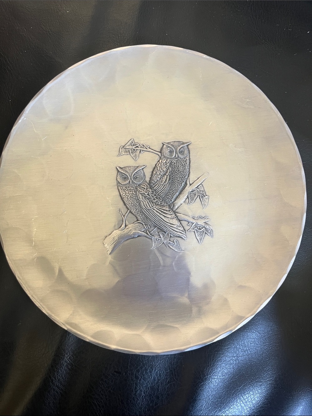 Wendell August Hand-Hammered Silver-Tone Decorative Plate with Maker Mark
